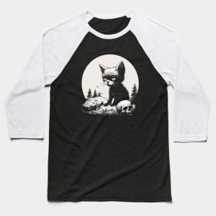 Full Moon Skull Kitty Baseball T-Shirt